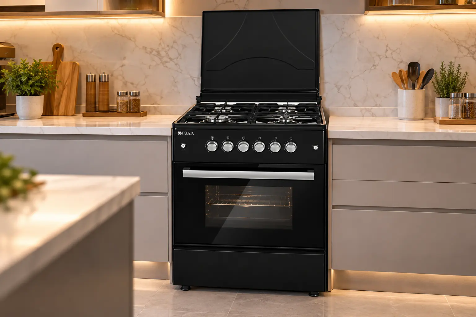 Kompor freestanding Delizia di dapur modern